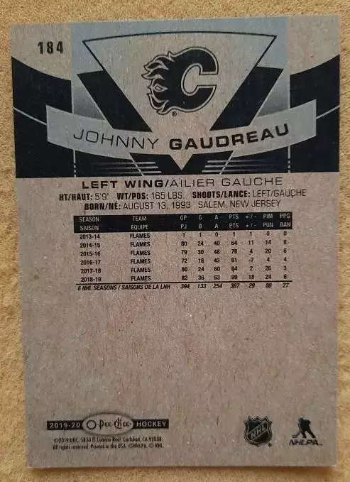 НХЛ Джонни Гудро Калгари Флэймз № 184 1