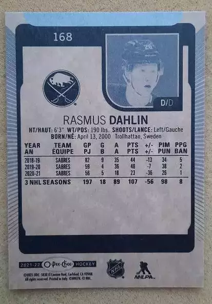 НХЛ Расмус Далин Баффало Сейбрз № 168 1