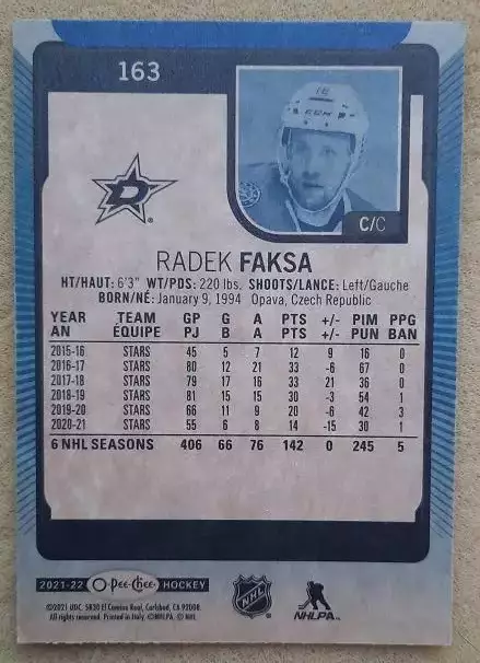 НХЛ Радек Факса Даллас Старз № 163 блю 1