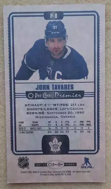 НХЛ Джон Таварес Торонто Мэйпл Лифс № P - 8 1