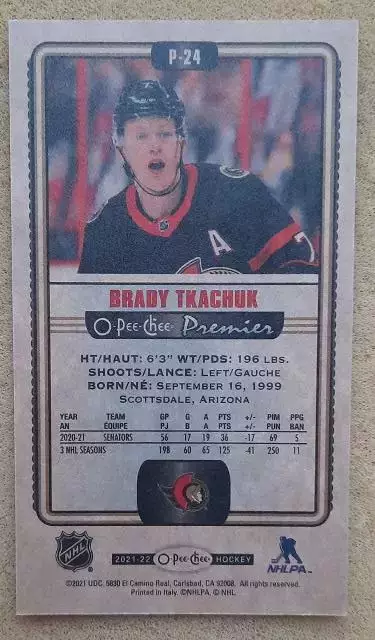 НХЛ Брэди Ткачук Оттава Сенаторз № P - 24 1