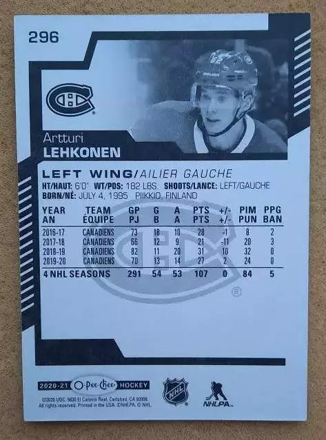 НХЛ Арттури Лехконен Монреаль Канадиенс № 296 1