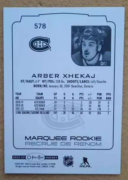 НХЛ Арбер Джекай Монреаль Канадиенс № 578 1