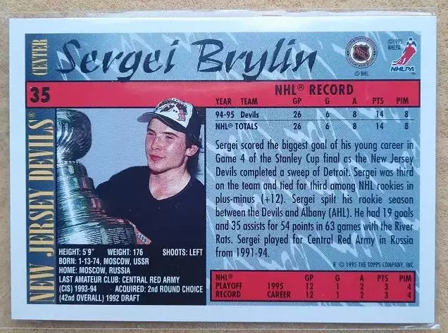 НХЛ Сергей Брылин Нью-Джерси Дэвилз ЦСКА Москва Русские пингвины Химик СКА № 35 1