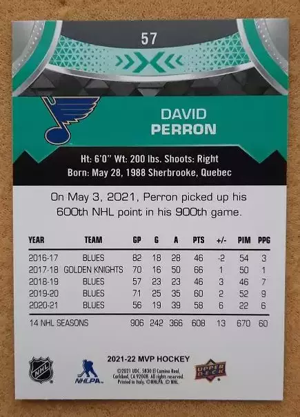 НХЛ Дэвид Перрон Сент-Луис Блюз № 57 1