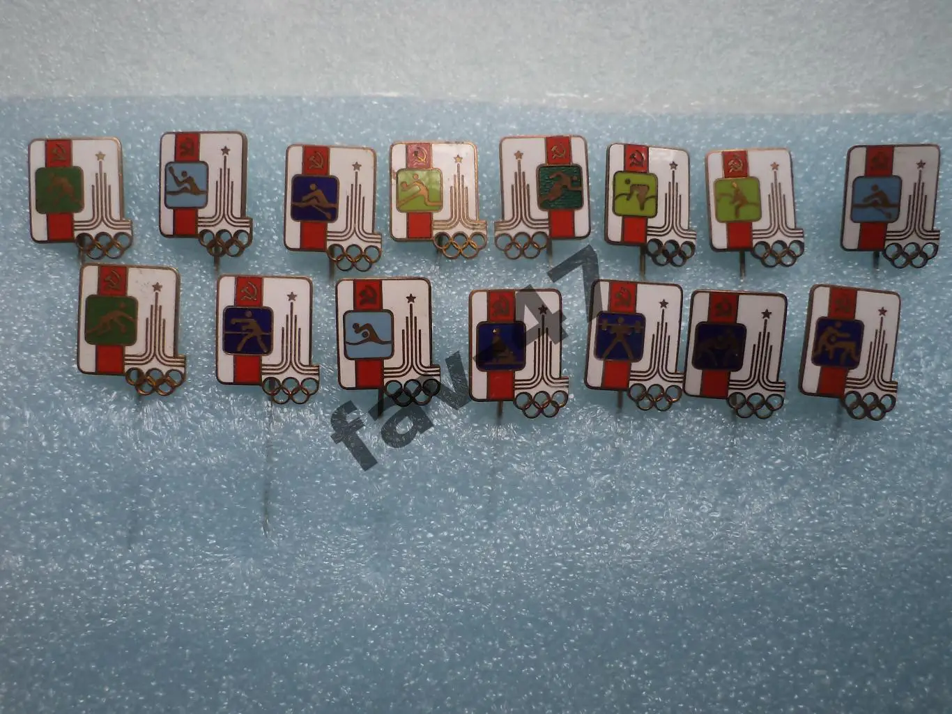 Набор значков Олимпиада 80. Виды спорта. Т/М, Г/Э. Иголка 15шт одним лотом. Редк
