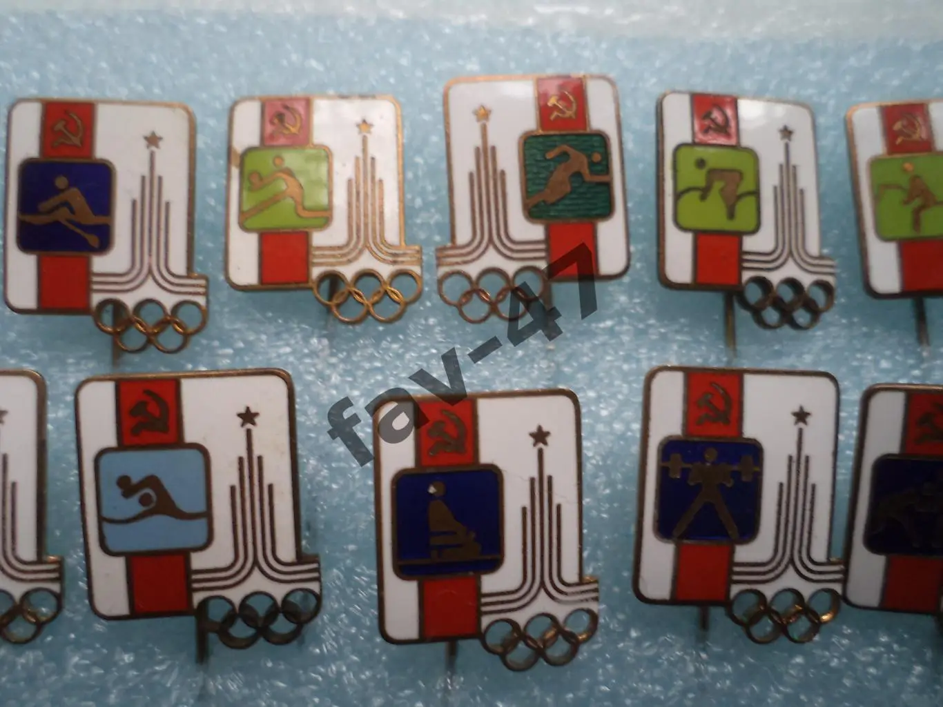 Набор значков Олимпиада 80. Виды спорта. Т/М, Г/Э. Иголка 15шт одним лотом. Редк 2