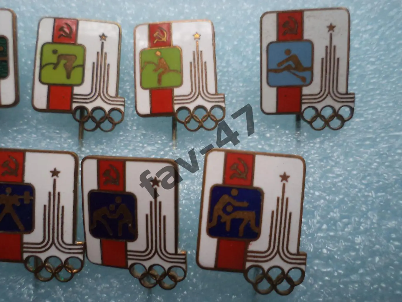 Набор значков Олимпиада 80. Виды спорта. Т/М, Г/Э. Иголка 15шт одним лотом. Редк 3