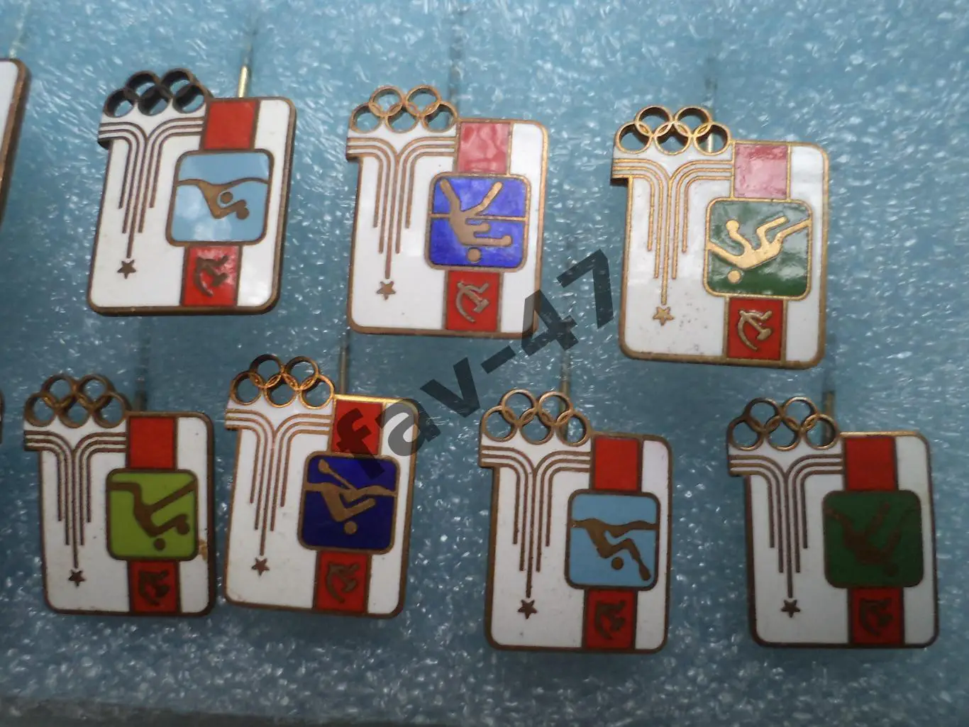 Набор значков Олимпиада 80. Виды спорта. Т/М, Г/Э. Иголка 15шт одним лотом. Редк 4