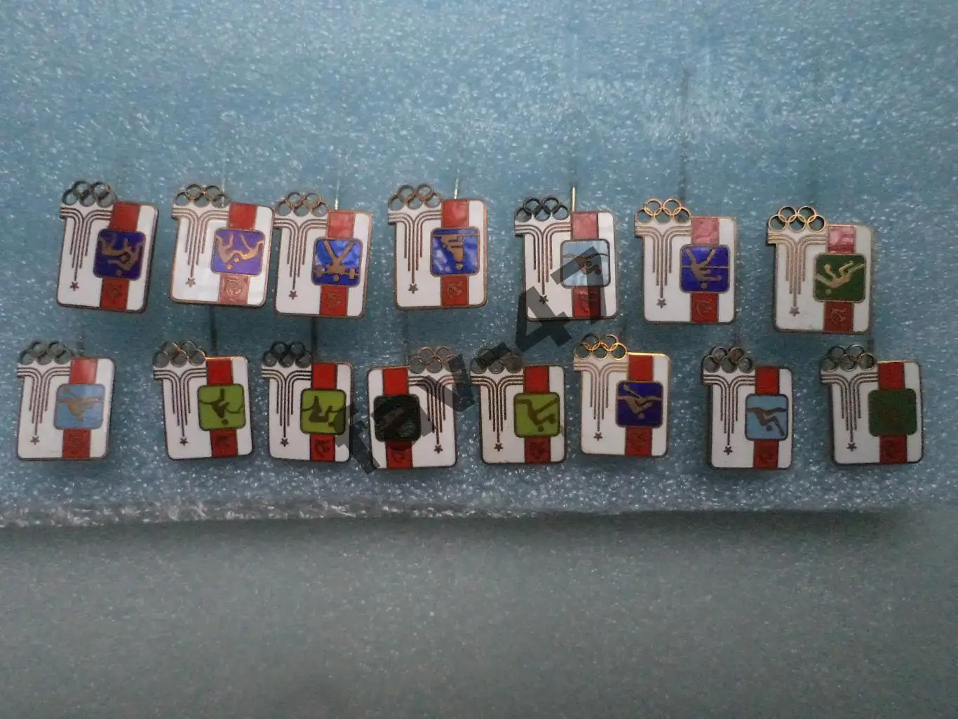 Набор значков Олимпиада 80. Виды спорта. Т/М, Г/Э. Иголка 15шт одним лотом. Редк 6