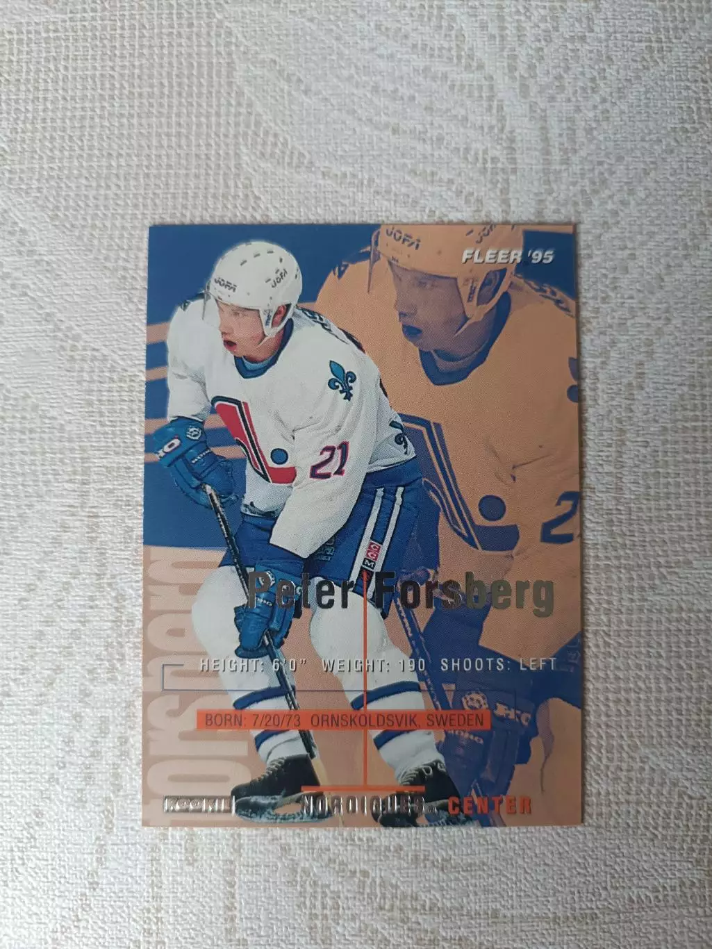 карточка НХЛ Peter Forsberg Fleer 1995 г. номер 176