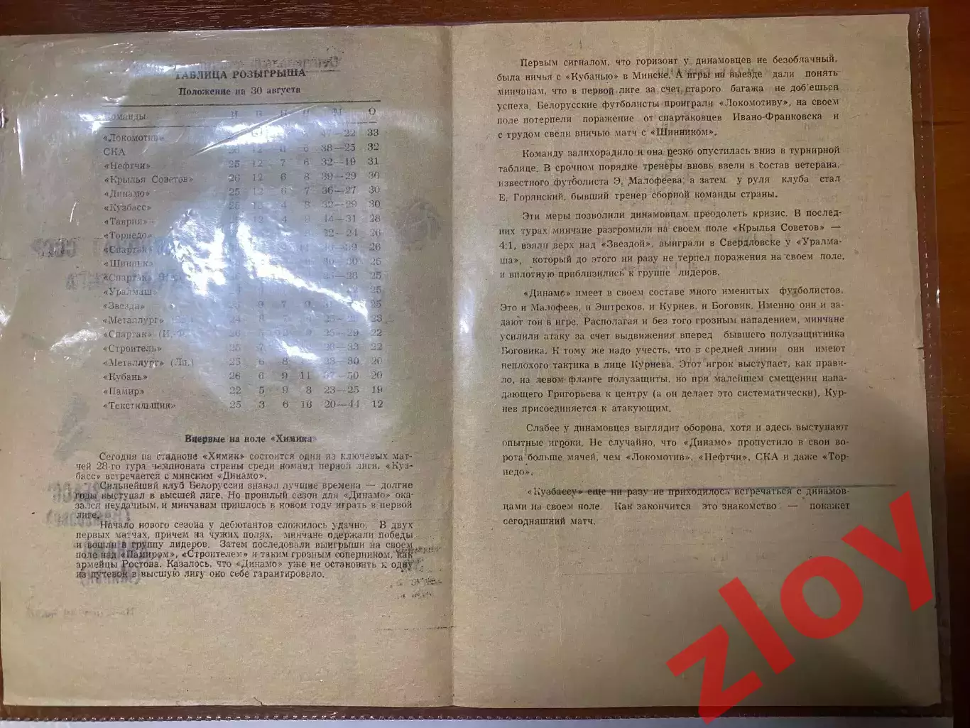 Кузбасс Кемерово - Динамо Минск. 30.08.1974 2
