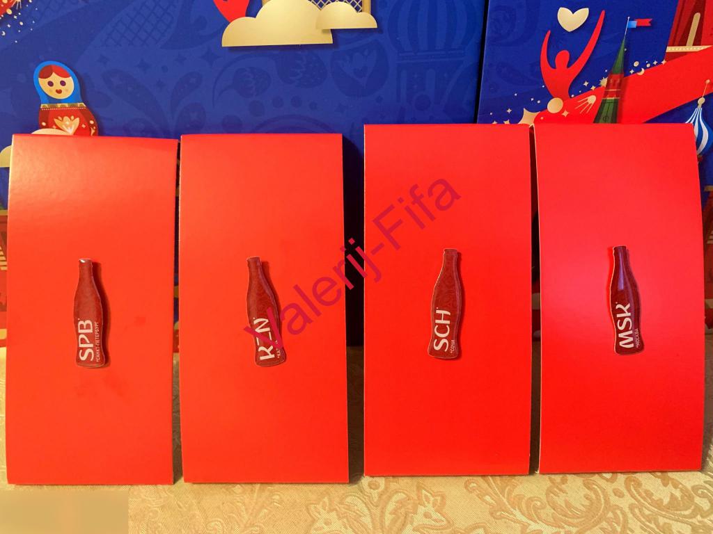 Набор значков Кока-кола Coca-cola (4 штуки) . Кубок Конфедерации 2017. Эксклюзив