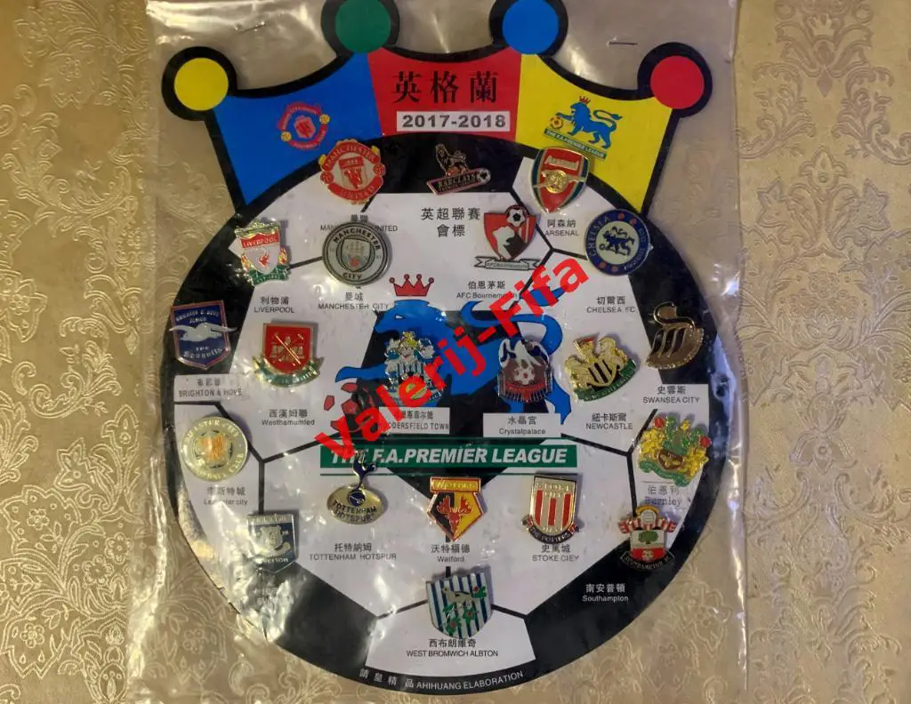 Набор значков (21шт). Чемпионат Англии 2017-2018г 3