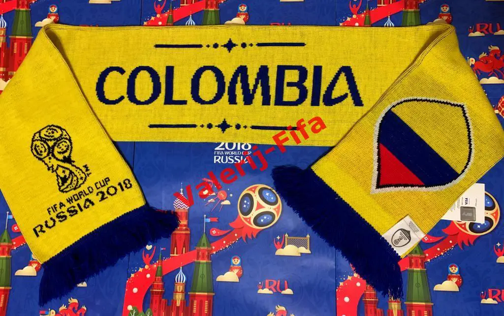 Официальный Шарф Fifa Колумбия. Чемпионат мира по футболу 2018