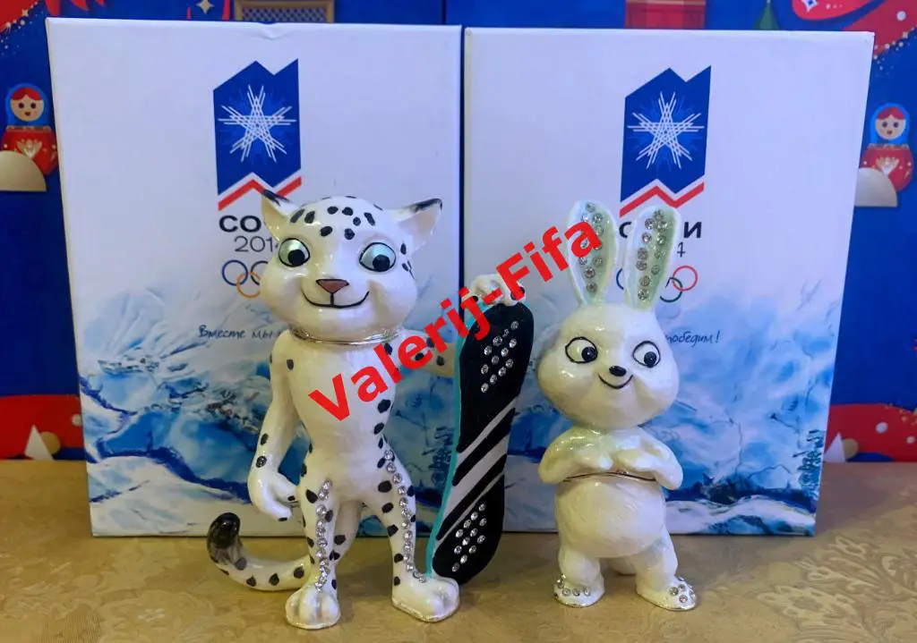 2 Статуэтки-шкатулки Зайка и Леопард. Олимпиада Сочи 2014