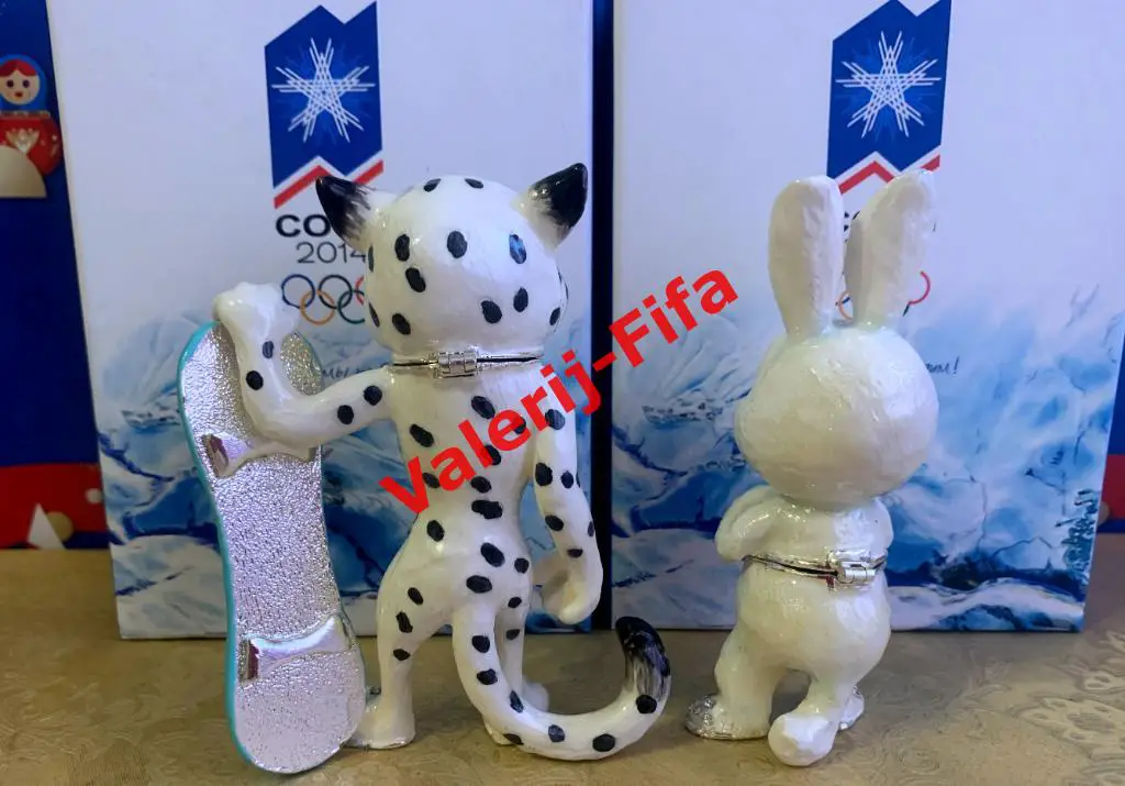 2 Статуэтки-шкатулки Зайка и Леопард. Олимпиада Сочи 2014 1