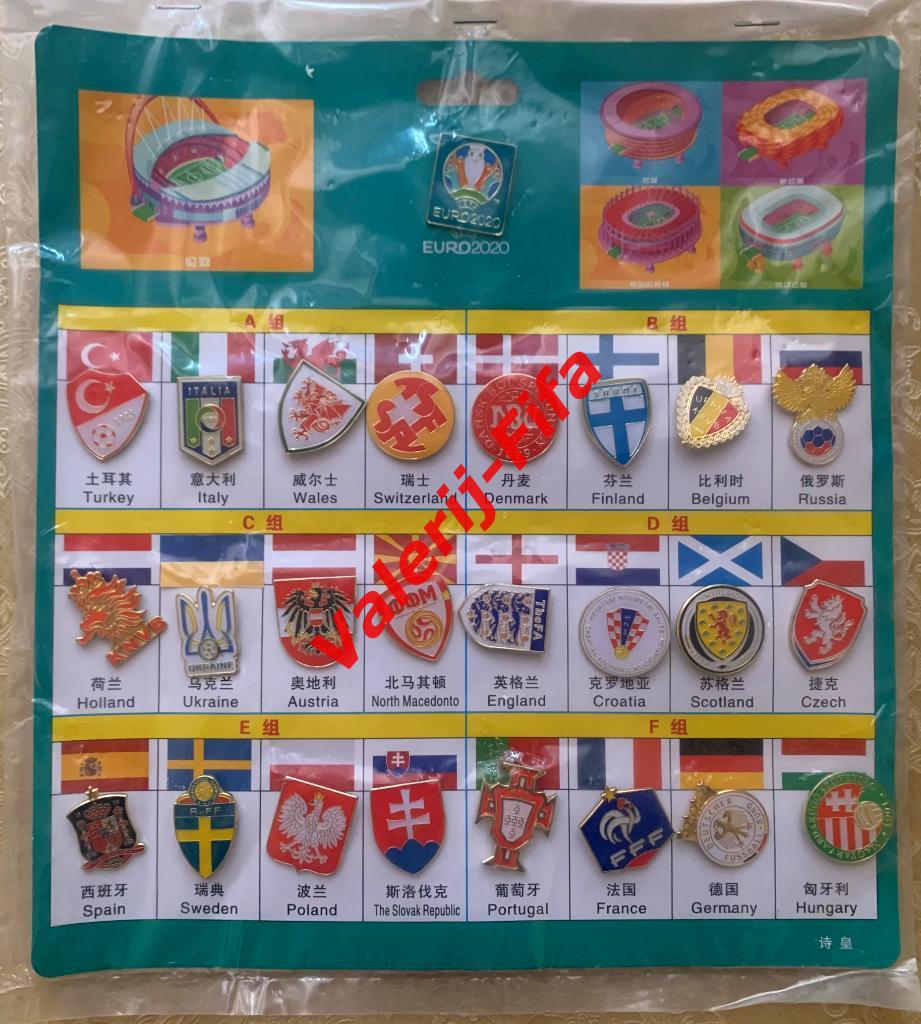 Набор значков Евро EURO 2020 (25 штук). Сборные страны! 3
