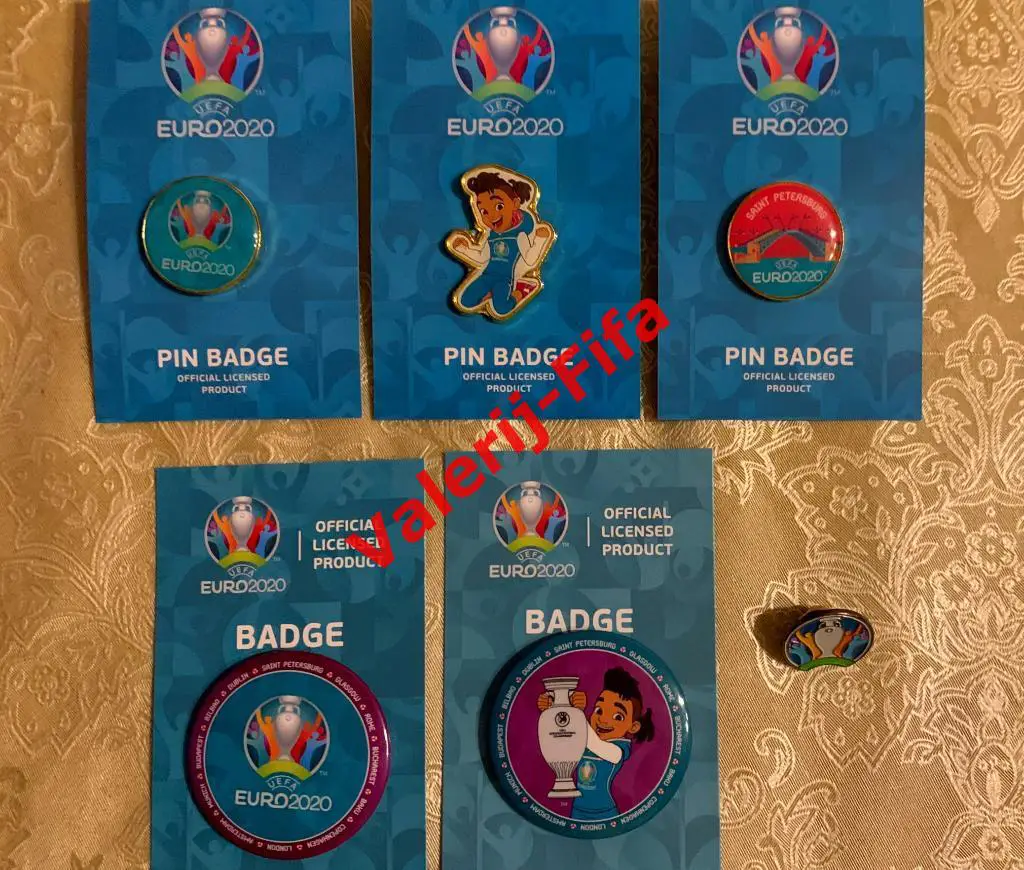 Набор значков ЕВРО EURO 2020 (6 шт.). Чемпионат Европы по футболу UEFA. 1