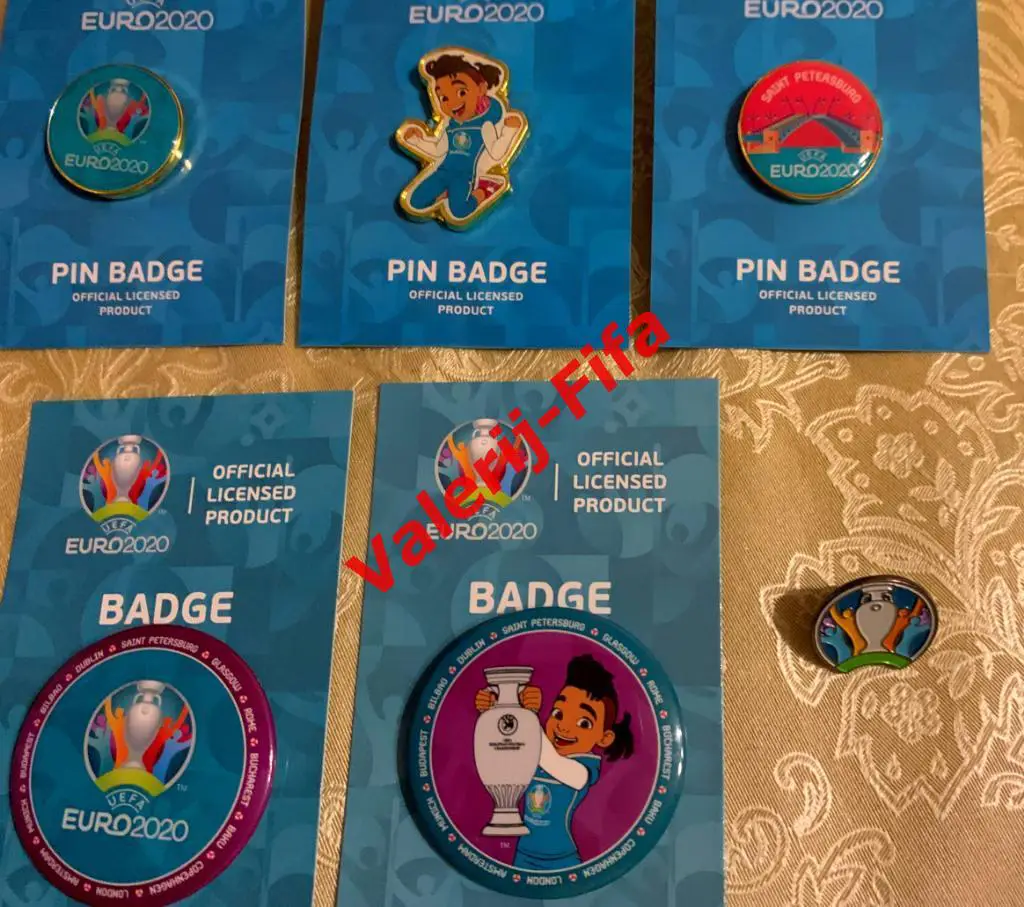 Набор значков ЕВРО EURO 2020 (6 шт.). Чемпионат Европы по футболу UEFA. 2