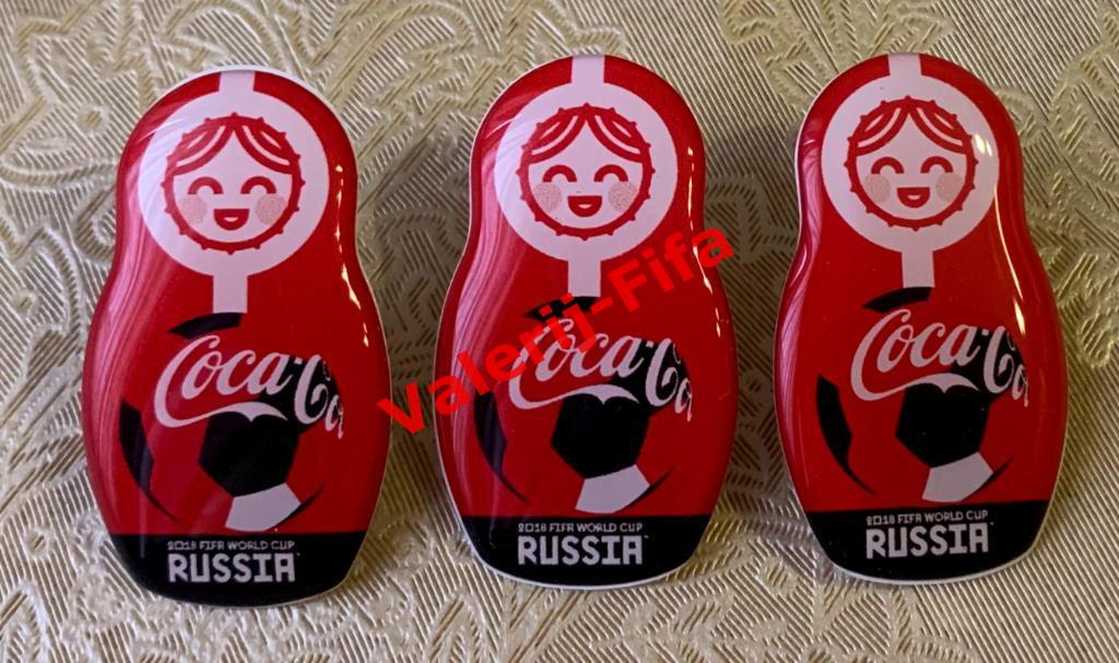 РЕДКИЙ! Эксклюзивный значок Матрешка Кока-кола. Чемпионат мира 2018 2