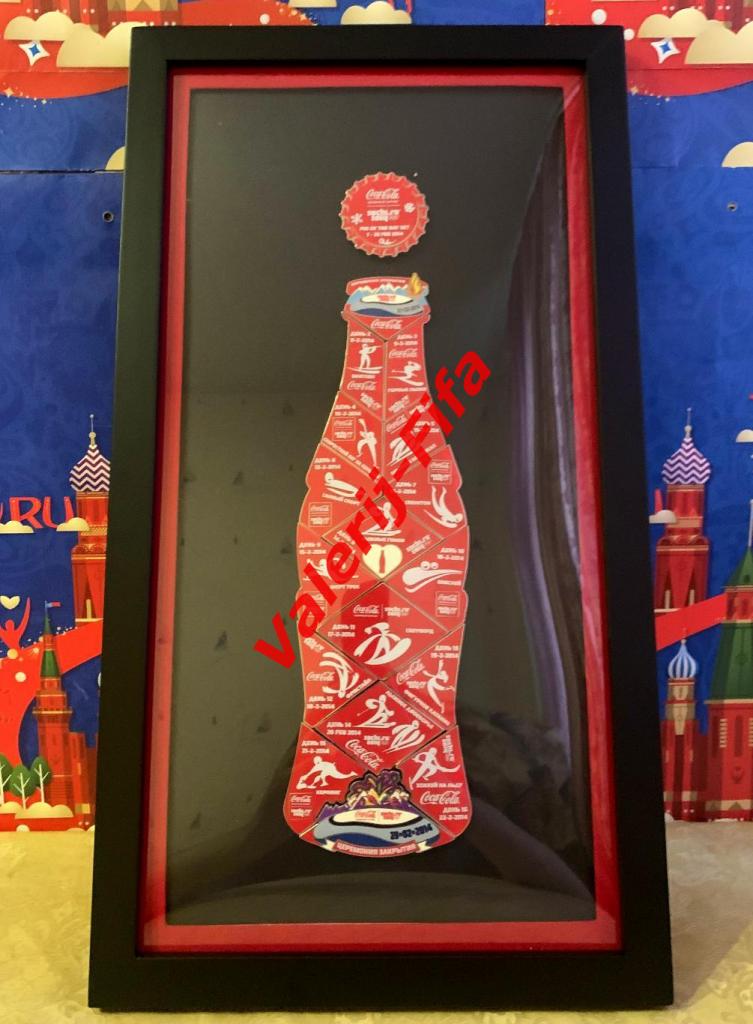 Набор 18 значков бутылка Кока-кола. Олимпиада Сочи 2014