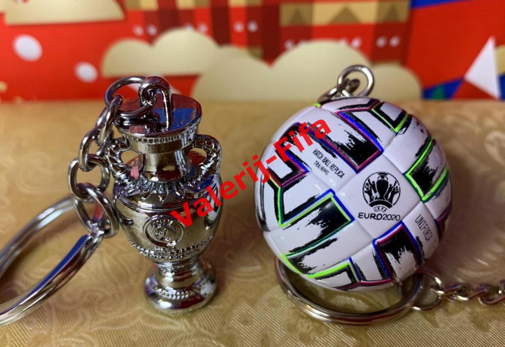 Набор 2 брелков Кубок Трофей и Мяч Уефа Евро 2020 1