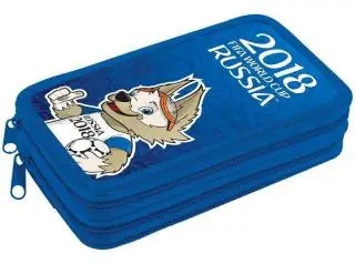 Пенал синий Забивака, с 2 отделениями. Чемпионат мира FIFA 2018