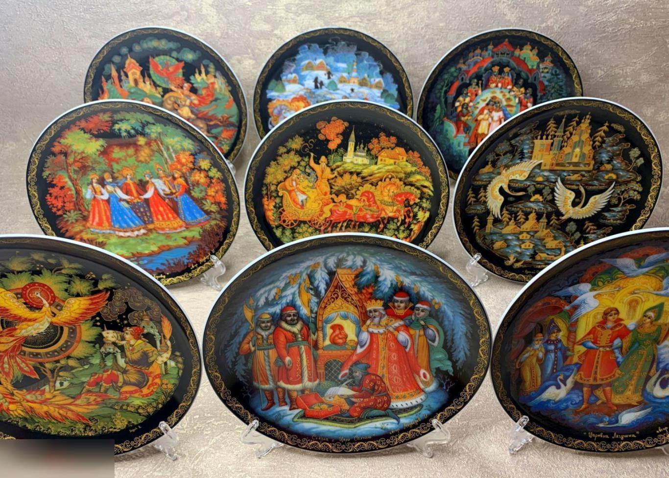 Коллекция 9 тарелок Палех (20см). Русские сказки