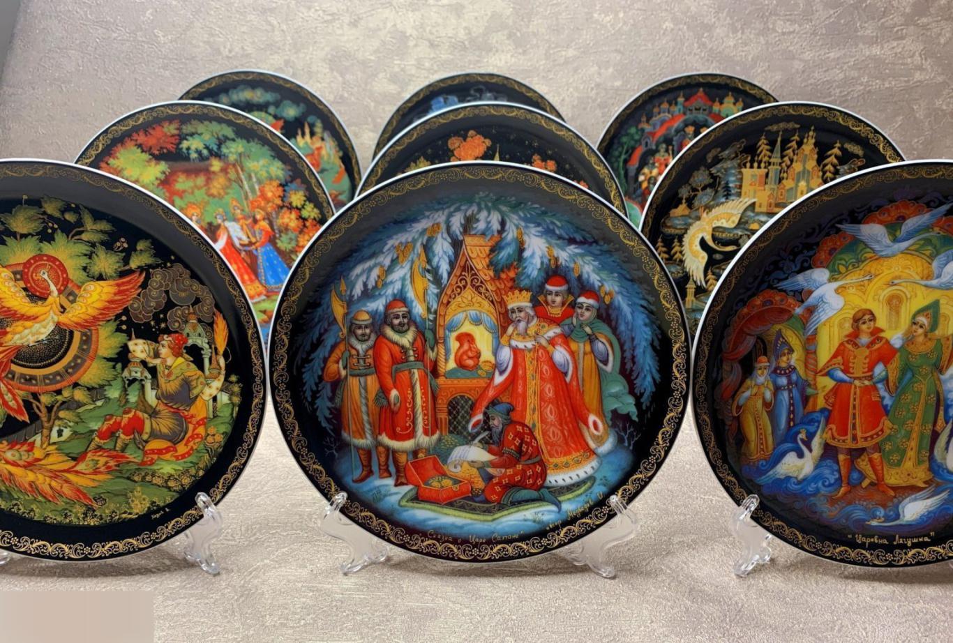 Коллекция 9 тарелок Палех (20см). Русские сказки 1