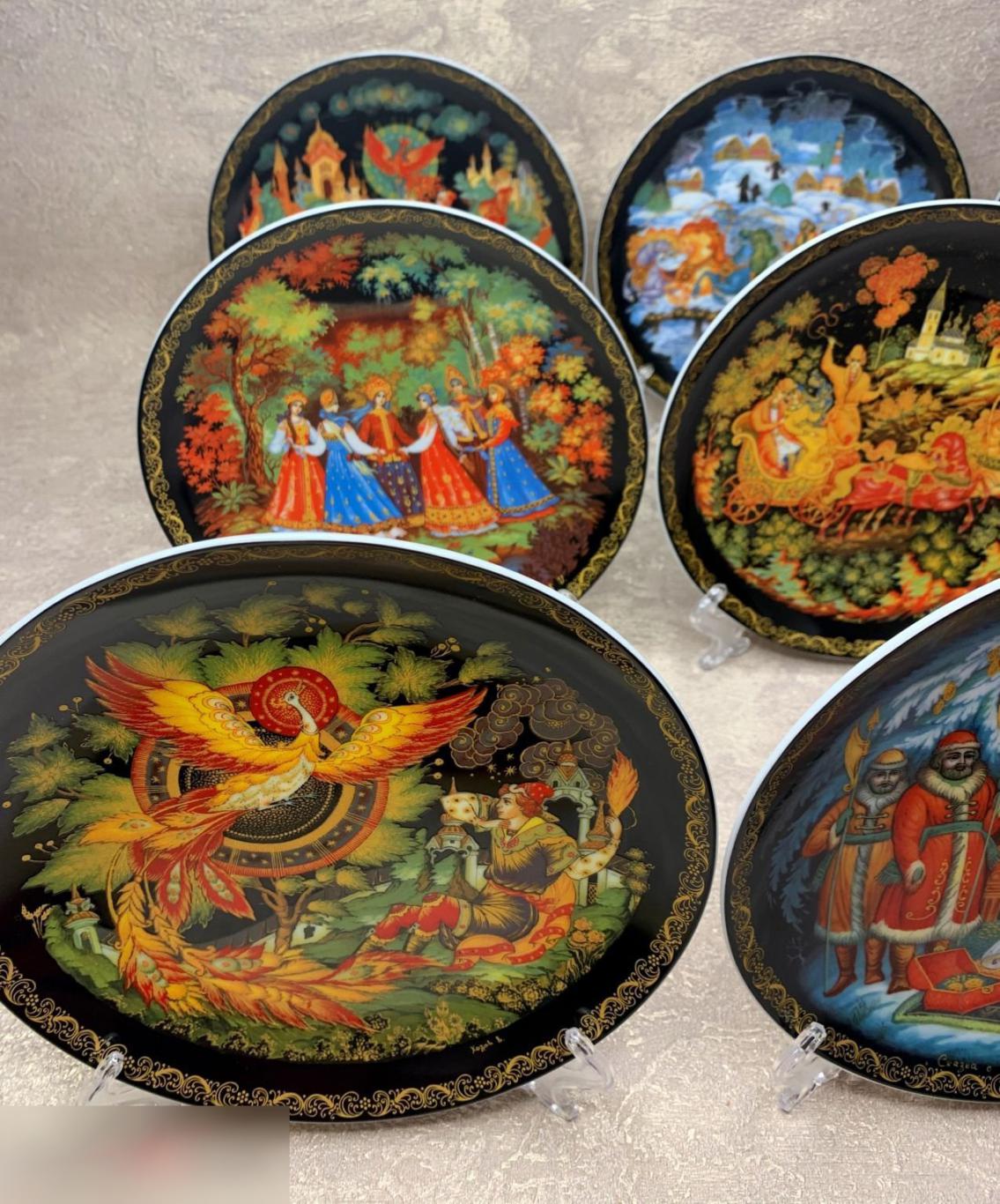 Коллекция 9 тарелок Палех (20см). Русские сказки 2