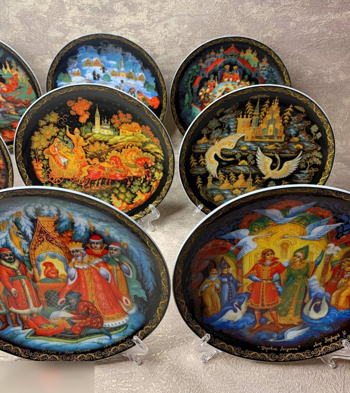 Коллекция 9 тарелок Палех (20см). Русские сказки 3