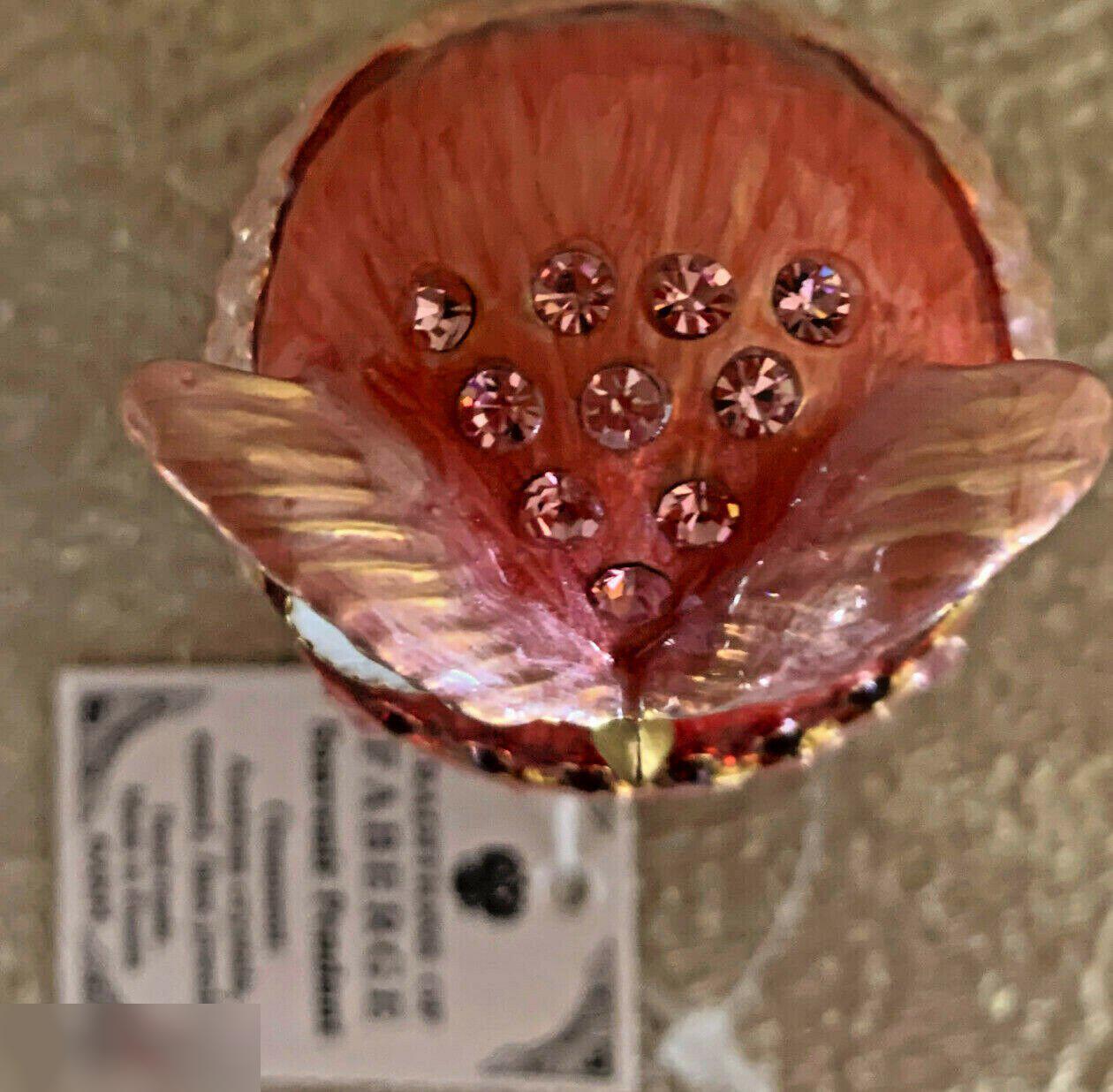 Шкатулка в стиле Фаберже Сова со стразами, 7 см., розового цвета. 3