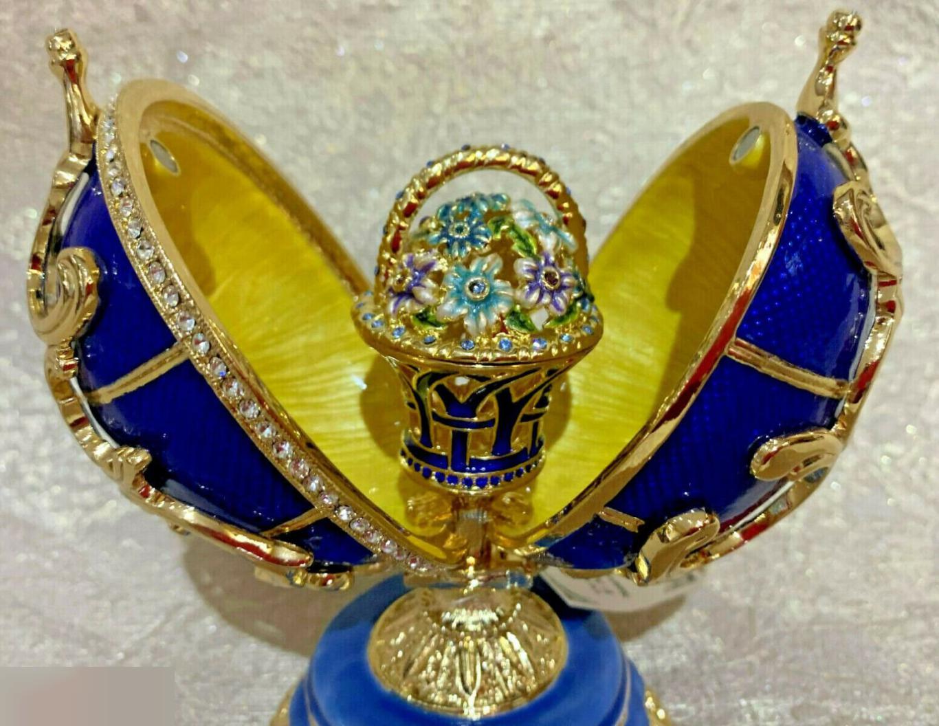 Яйцо Фаберже Императорское с цветами. Синее 1