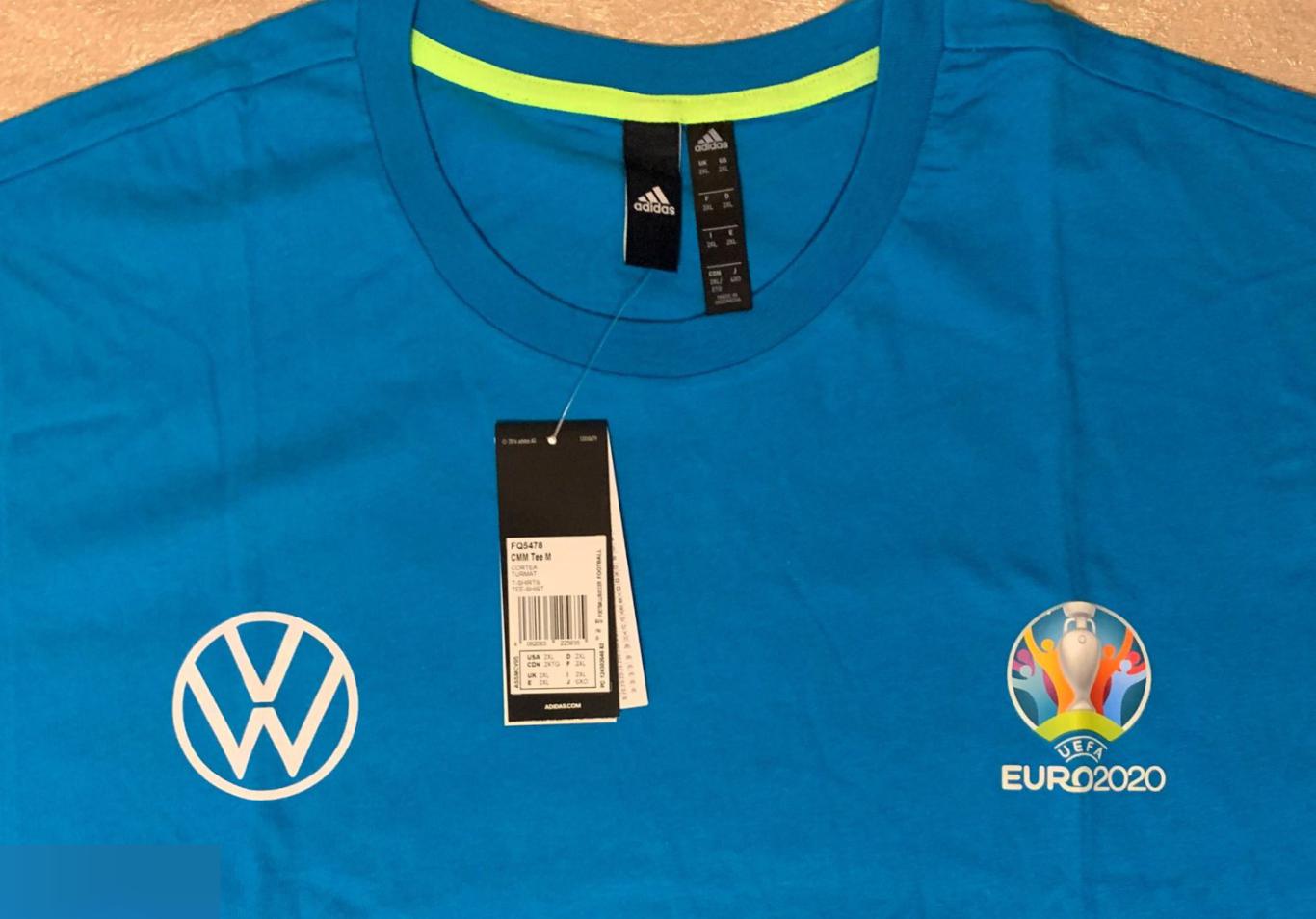 ГИГАНТ! Большие мужские футболки Adidas волонтера Евро 2020 (XXXL - XXXXL) 1