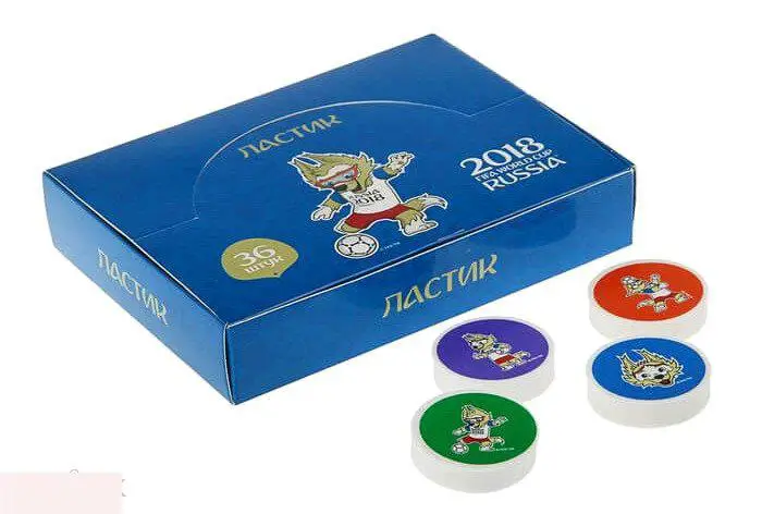 Ластик Забивака. Упаковка 36 штук ассорти Чм 2018 1