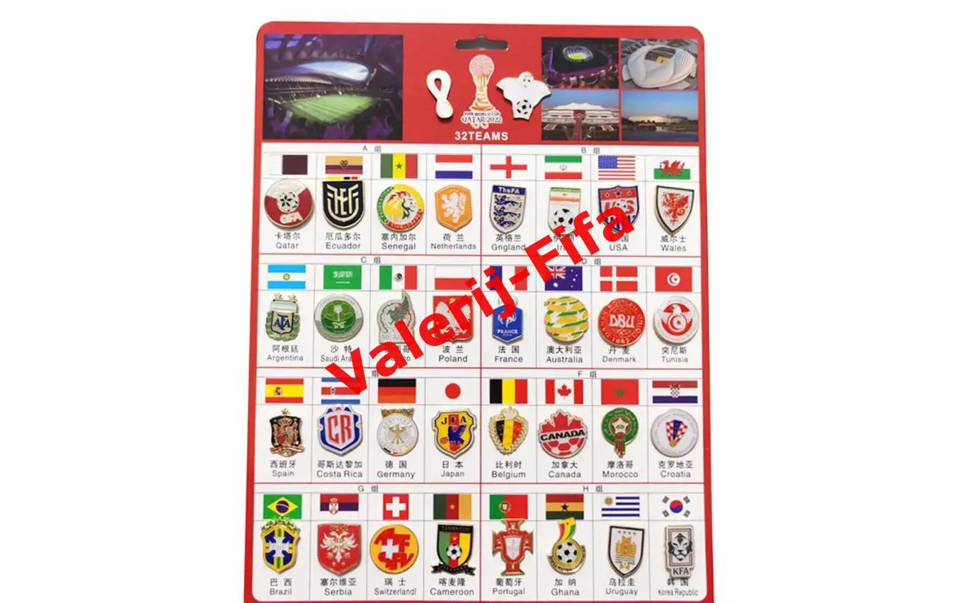 Набор значков (34 шт). Чемпионат мира 2022