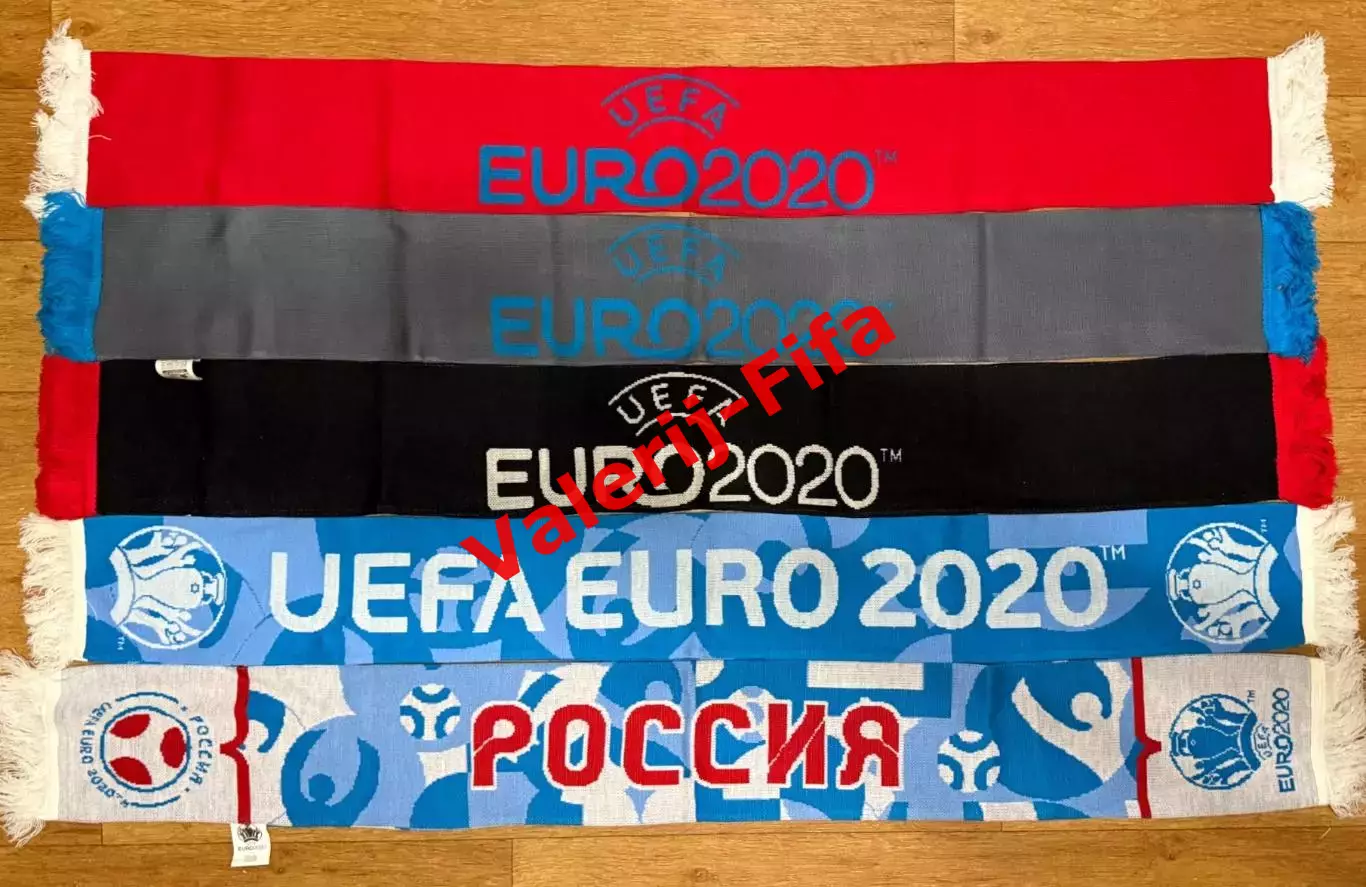 РАСПРОДАЖА! Набор 5 официальных шарфов Евро 2020.