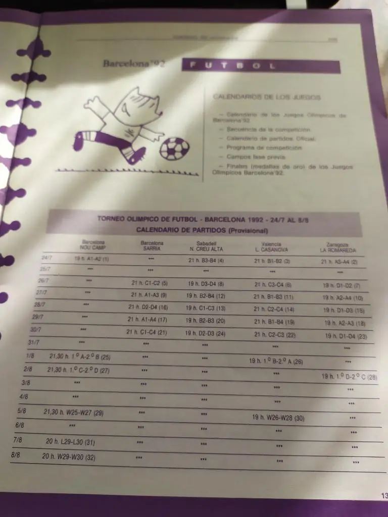 клубный журнал Эспаньола,многостраничное превью футбольного турнира Олимпиады 1