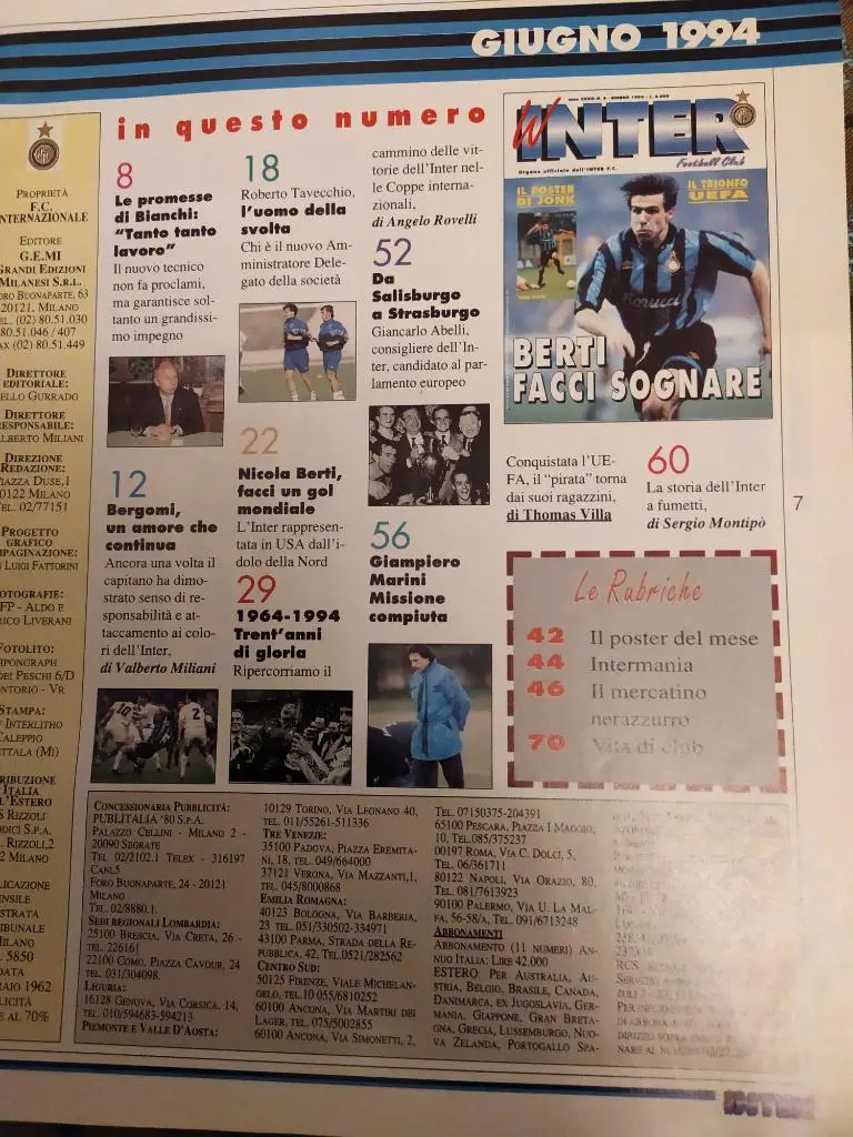 клубный журнал Интернационале июнь 1994 1