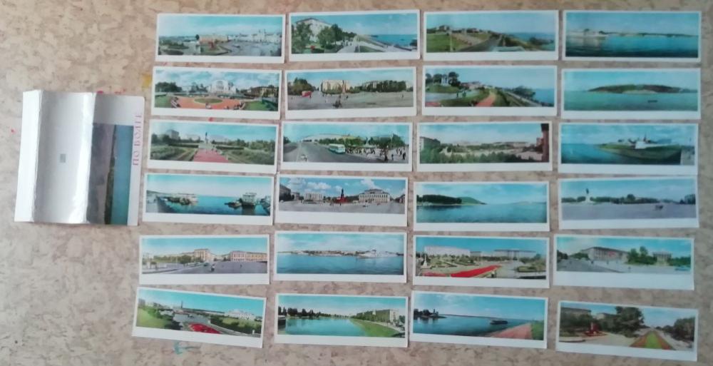 По Волге. Комплект из 24 панорамных открыток.