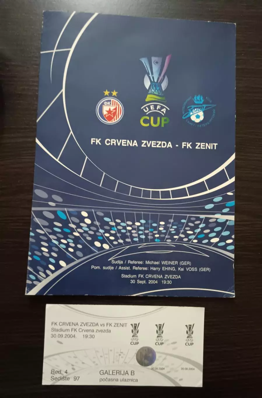 Програм и билет «Црвена звезда-Зенит» 30.9.2004