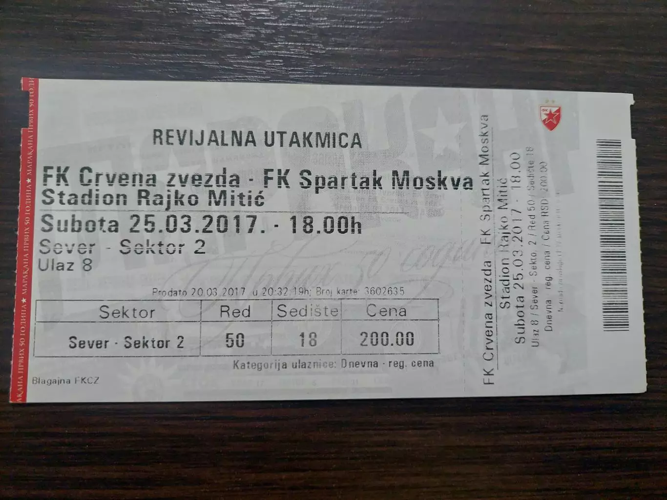 Црвена звезда-Спартак Москва 25.3.2017