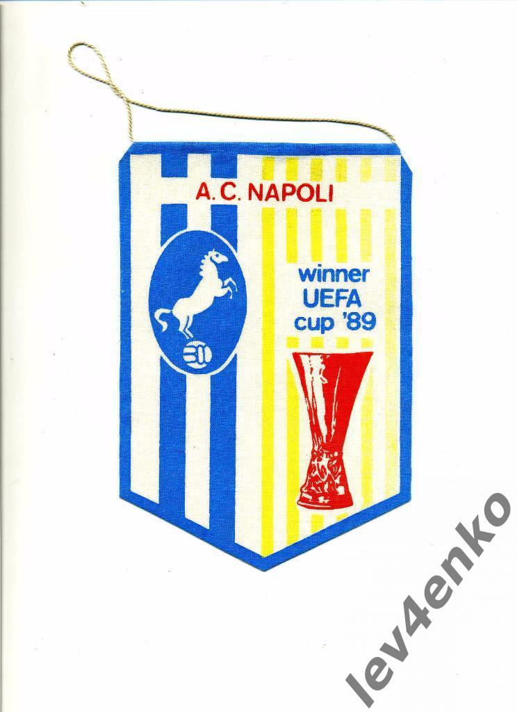 футбол вымпел Наполи (Napoli) (Италия) - обладатель кубка УЕФА 1989