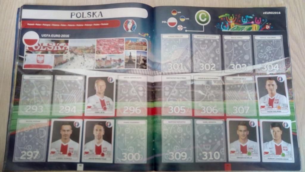 Альбом Panini EURO 16 ЕВРО 2016 Част заполнен альбом с 205 наклейками 1