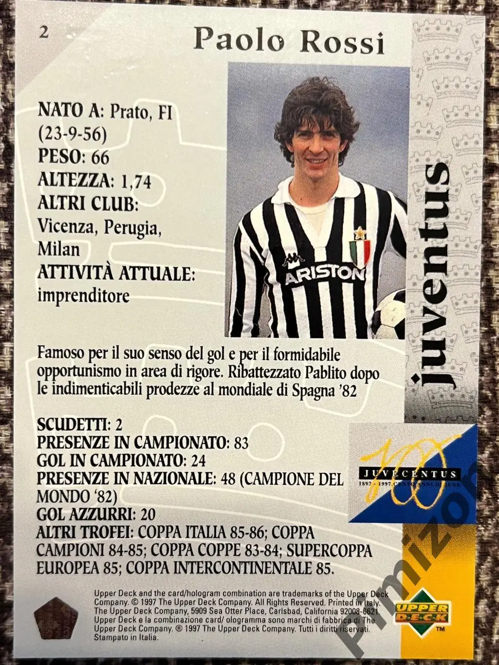 Карточки Ювентус Juventus к 100-летию клуба 1997 г 7