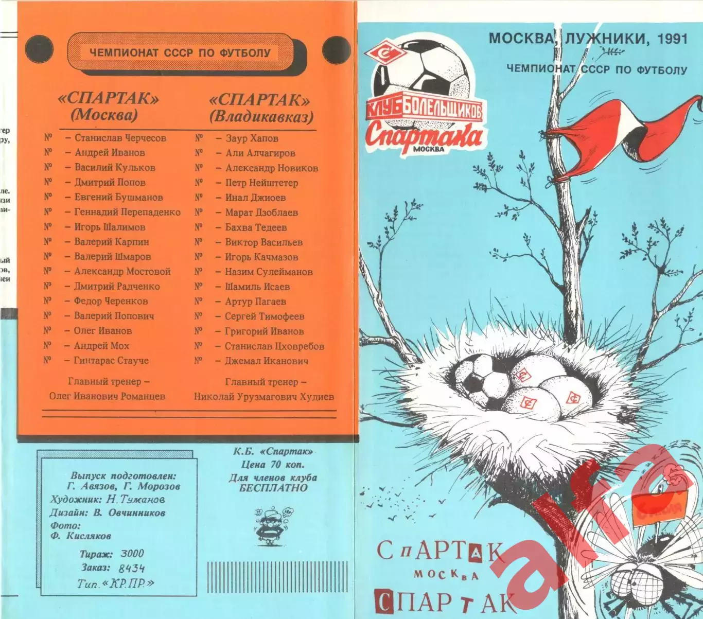 Спартак Москва -Спартак Владикавказ 06.07.1991. КБ Спартака.