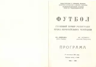 Динамо Киев - Бенфика Португалия 27.11.1991