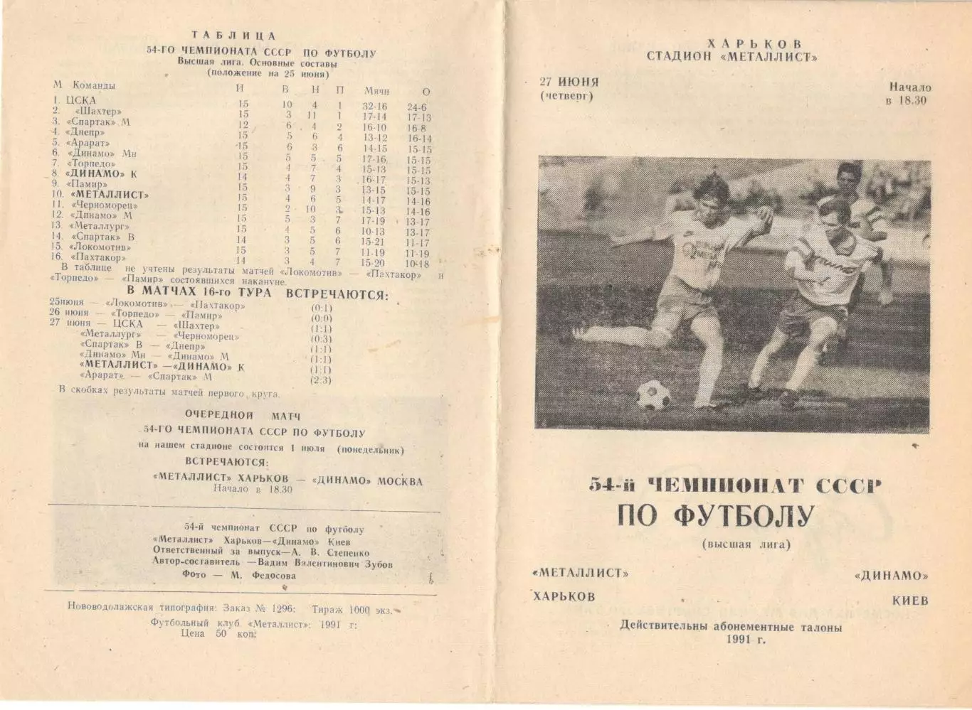 Металлист Харьков - Торпедо Москва 13.05.1991