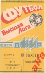 Памир Душанбе - Торпедо Москва 09.04.1991